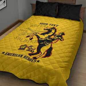 Personalized Afro Buffalo Soldiers Quilt Bed Set BSMC United States Army Yellow