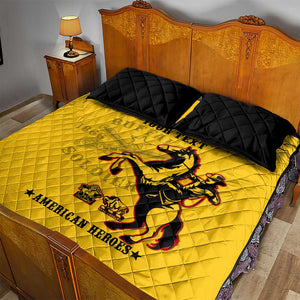 Personalized Afro Buffalo Soldiers Quilt Bed Set BSMC United States Army Yellow