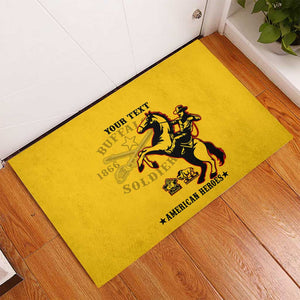 Personalized Afro Buffalo Soldiers Rubber Doormat BSMC United States Army Yellow