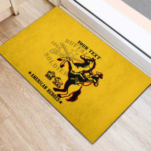 Personalized Afro Buffalo Soldiers Rubber Doormat BSMC United States Army Yellow