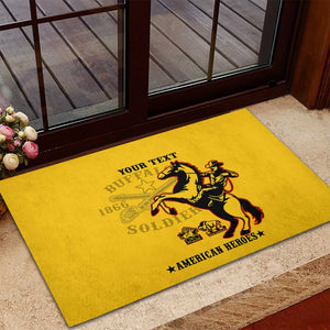 Personalized Afro Buffalo Soldiers Rubber Doormat BSMC United States Army Yellow