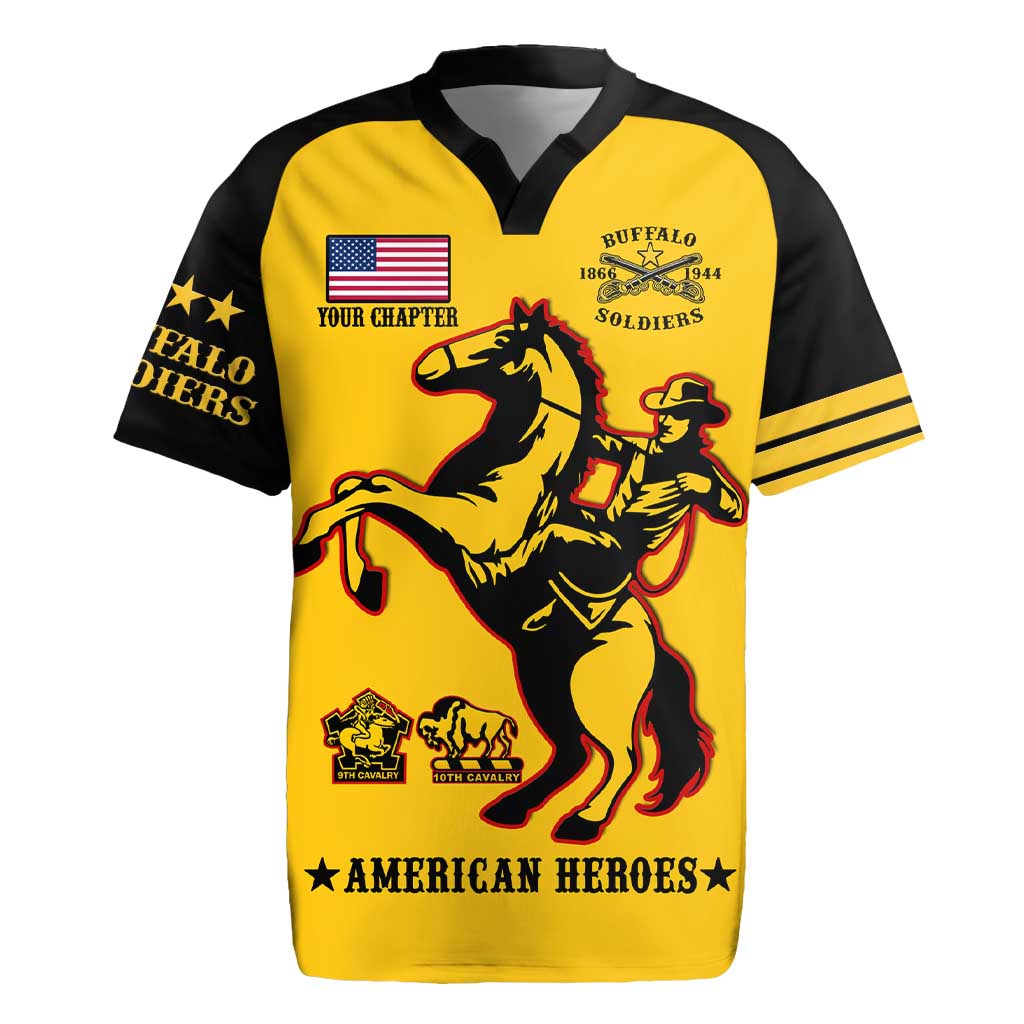 Personalized Afro Buffalo Soldiers Rugby Jersey BSMC United States Army Yellow