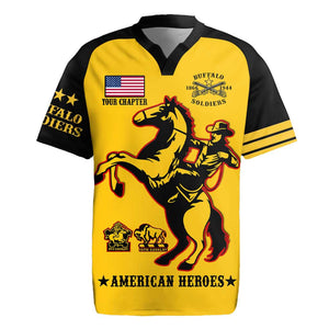 Personalized Afro Buffalo Soldiers Rugby Jersey BSMC United States Army Yellow