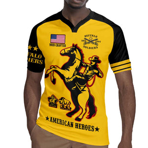 Personalized Afro Buffalo Soldiers Rugby Jersey BSMC United States Army Yellow