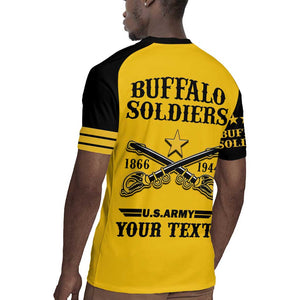 Personalized Afro Buffalo Soldiers Rugby Jersey BSMC United States Army Yellow