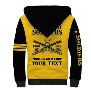 Personalized Afro Buffalo Soldiers Sherpa Hoodie BSMC United States Army Yellow