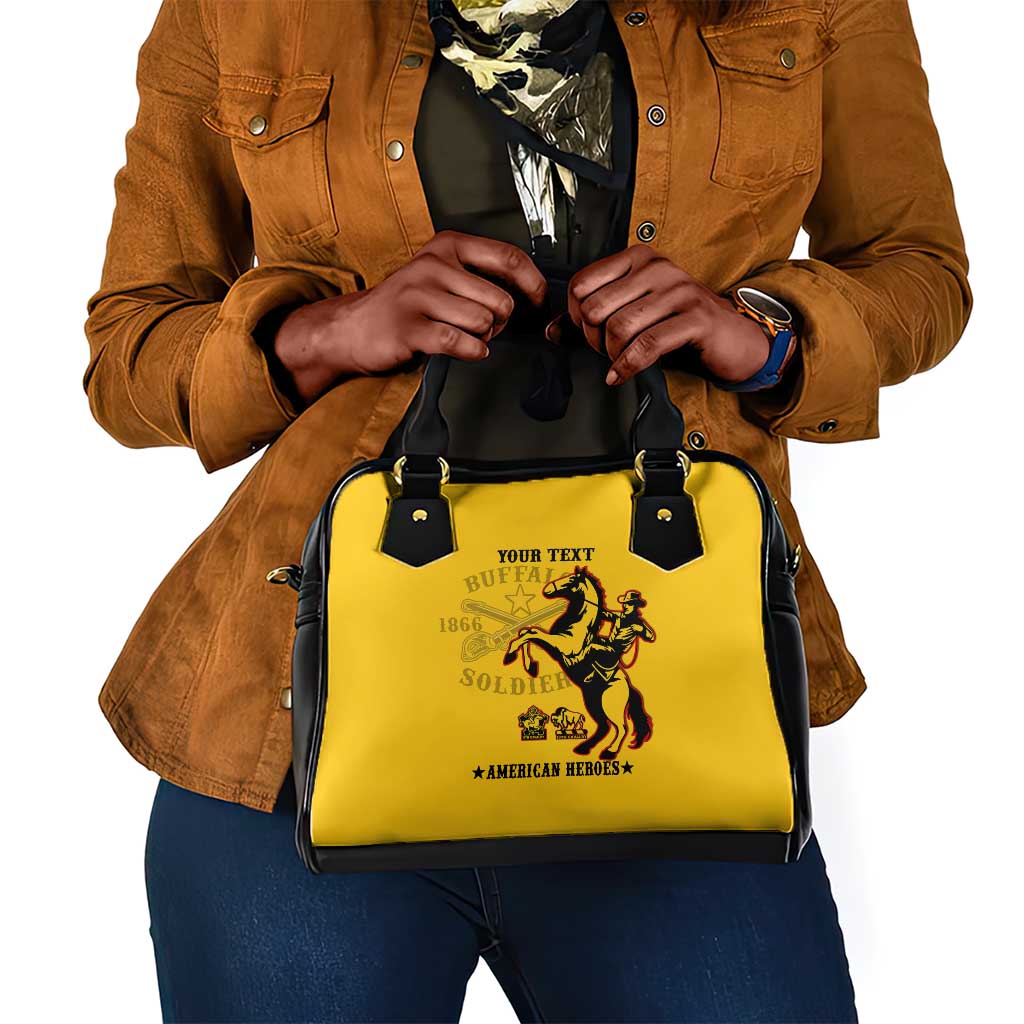 Personalized Afro Buffalo Soldiers Shoulder Handbag BSMC United States Army Yellow