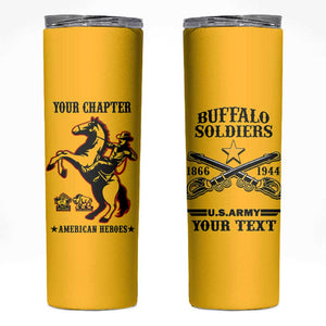 Personalized Afro Buffalo Soldiers Skinny Tumbler BSMC United States Army Yellow