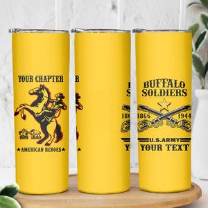 Personalized Afro Buffalo Soldiers Skinny Tumbler BSMC United States Army Yellow