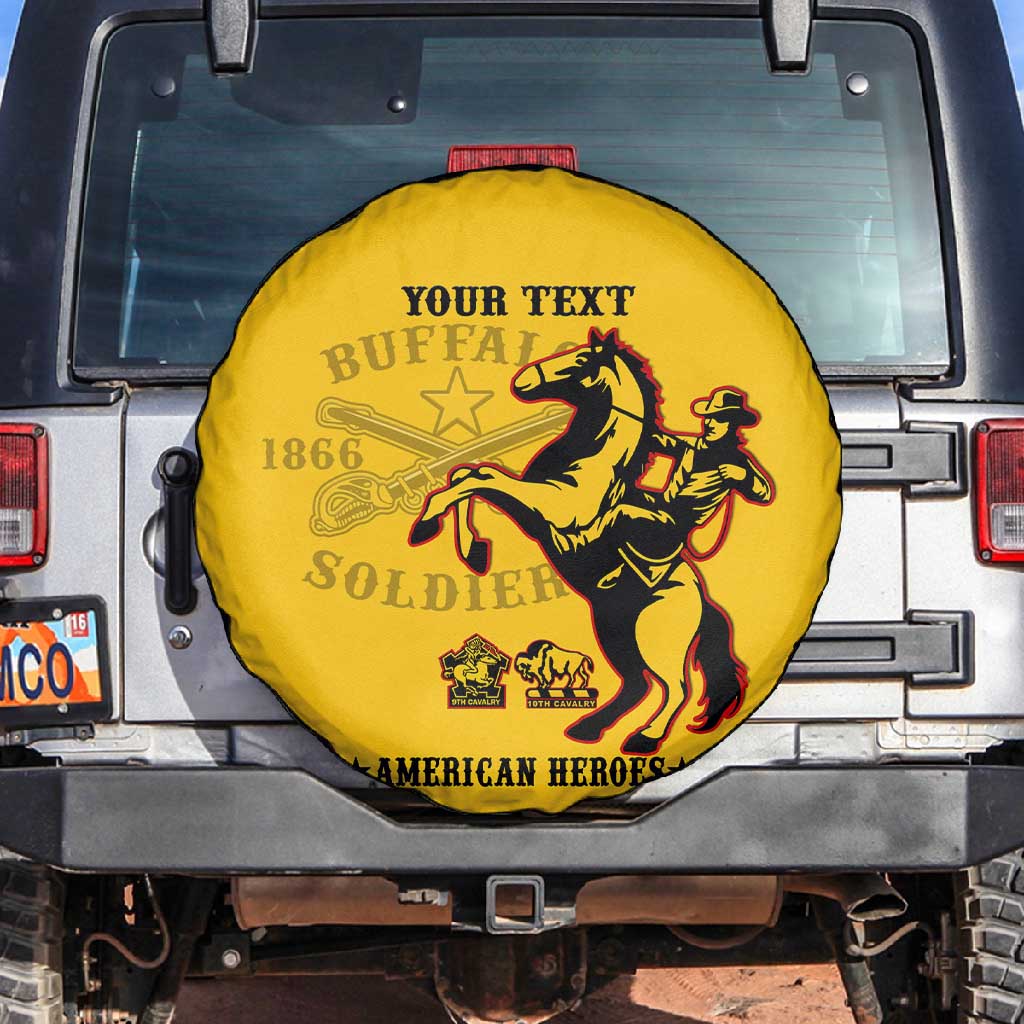 Personalized Afro Buffalo Soldiers Spare Tire Cover BSMC United States Army Yellow