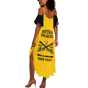 Personalized Afro Buffalo Soldiers Summer Maxi Dress BSMC United States Army Yellow