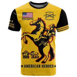 Personalized Afro Buffalo Soldiers T shirt BSMC United States Army Yellow