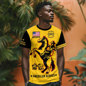 Personalized Afro Buffalo Soldiers T shirt BSMC United States Army Yellow