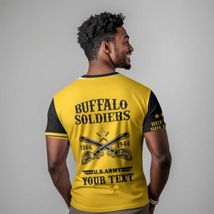 Personalized Afro Buffalo Soldiers T shirt BSMC United States Army Yellow