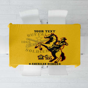 Personalized Afro Buffalo Soldiers Tablecloth BSMC United States Army Yellow