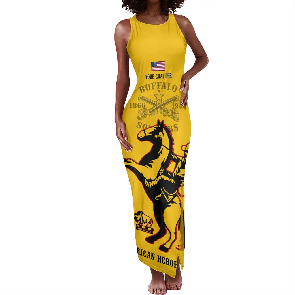 Personalized Afro Buffalo Soldiers Tank Maxi Dress BSMC United States Army Yellow