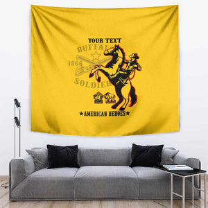 Personalized Afro Buffalo Soldiers Tapestry BSMC United States Army Yellow