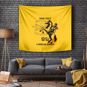 Personalized Afro Buffalo Soldiers Tapestry BSMC United States Army Yellow