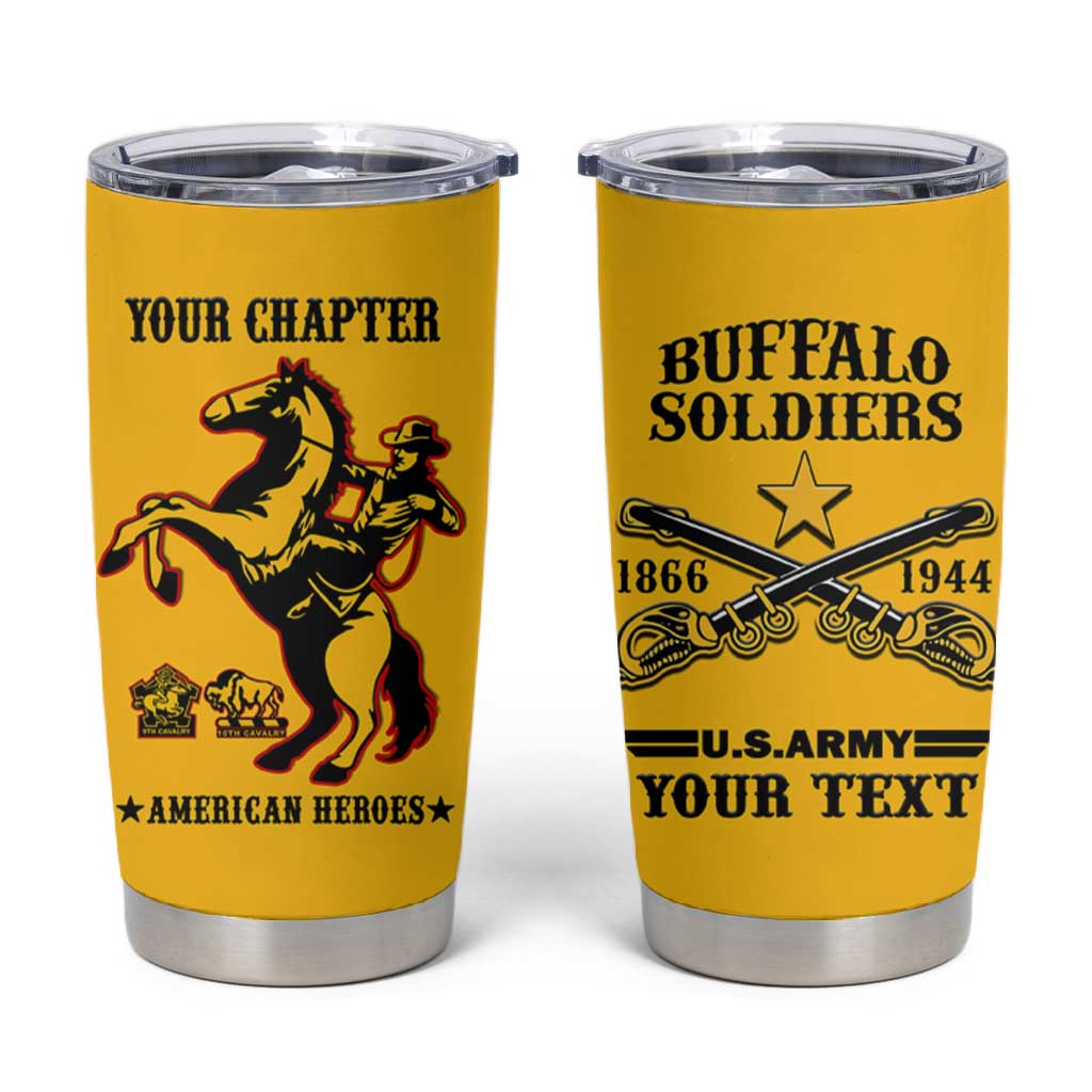 Personalized Afro Buffalo Soldiers Tumbler Cup BSMC United States Army Yellow