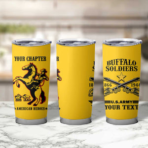 Personalized Afro Buffalo Soldiers Tumbler Cup BSMC United States Army Yellow