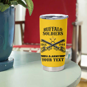 Personalized Afro Buffalo Soldiers Tumbler Cup BSMC United States Army Yellow