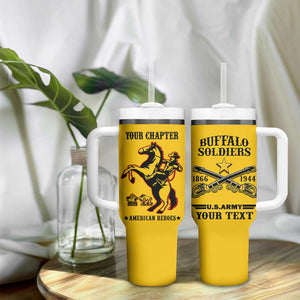 Personalized Afro Buffalo Soldiers Tumbler With Handle BSMC United States Army Yellow