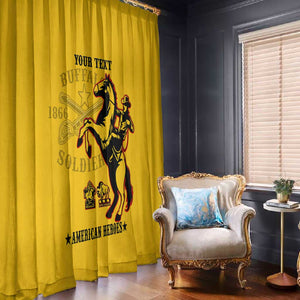 Personalized Afro Buffalo Soldiers Window Curtain BSMC United States Army Yellow