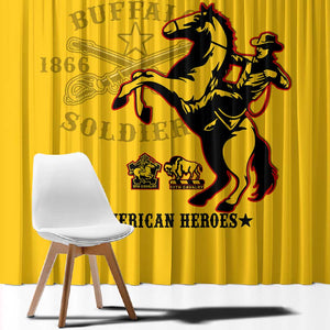 Personalized Afro Buffalo Soldiers Window Curtain BSMC United States Army Yellow