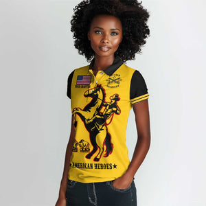 Personalized Afro Buffalo Soldiers Women Polo Shirt BSMC United States Army Yellow