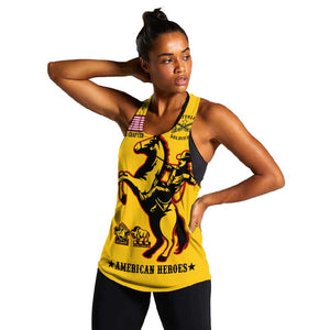 Personalized Afro Buffalo Soldiers Women Racerback Tank BSMC United States Army Yellow