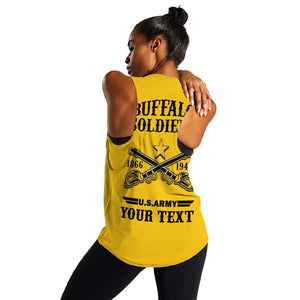 Personalized Afro Buffalo Soldiers Women Racerback Tank BSMC United States Army Yellow