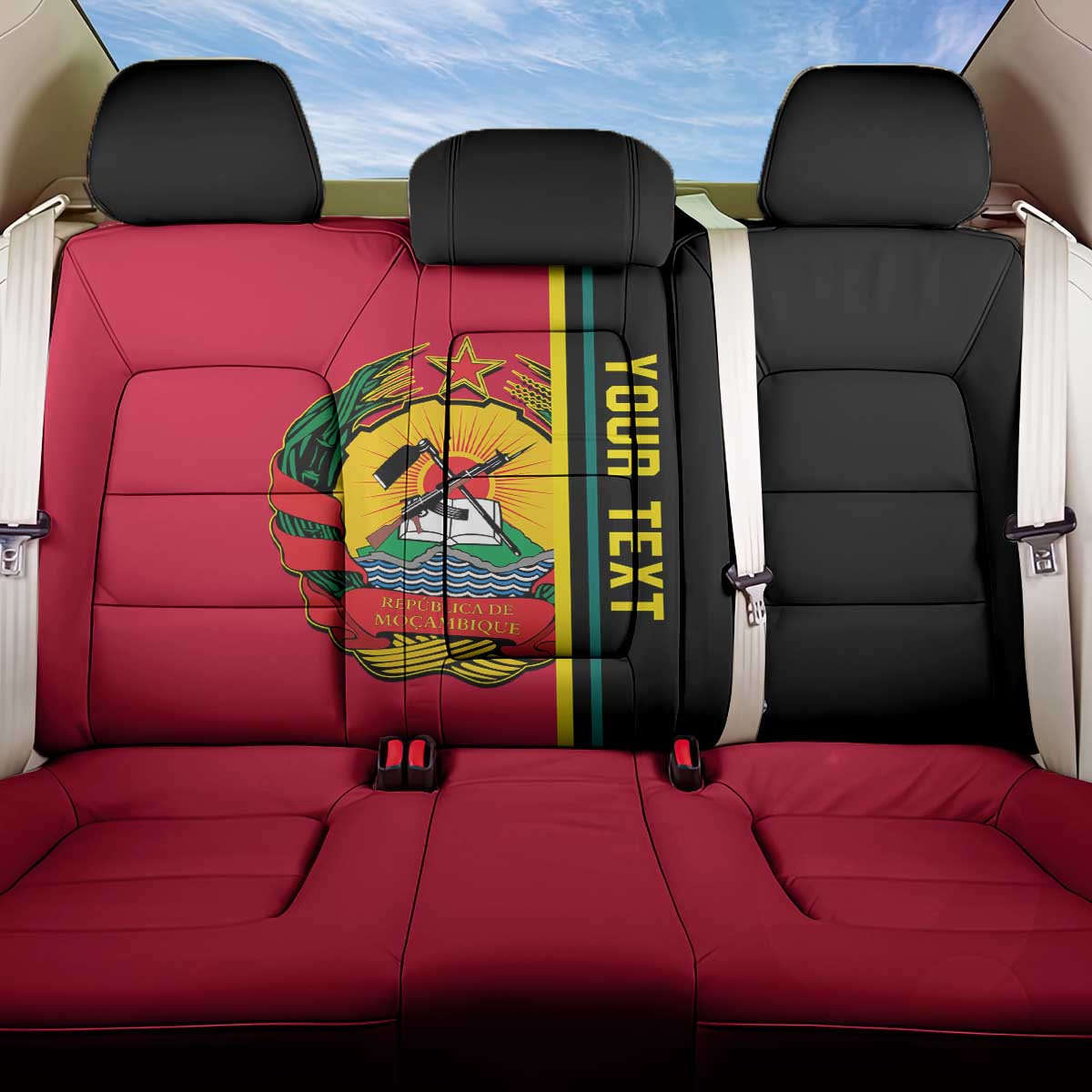 Personalised Mozambique Back Car Seat Cover Muzambhiki Coat Of Arms