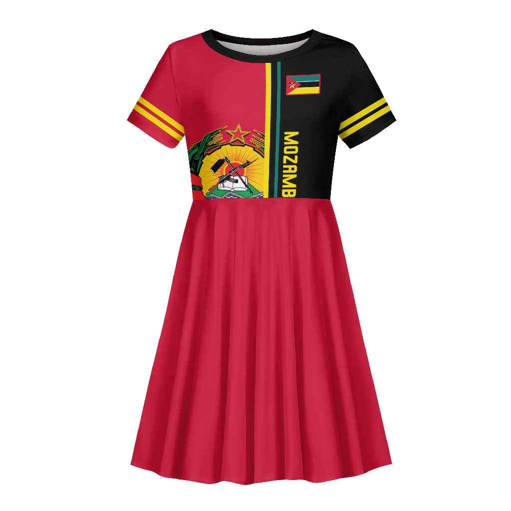 Personalised Mozambique Kid Short Sleeve Dress Muzambhiki Coat Of Arms