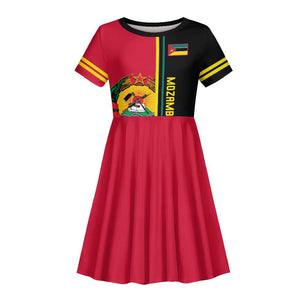 Personalised Mozambique Kid Short Sleeve Dress Muzambhiki Coat Of Arms