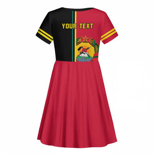 Personalised Mozambique Kid Short Sleeve Dress Muzambhiki Coat Of Arms