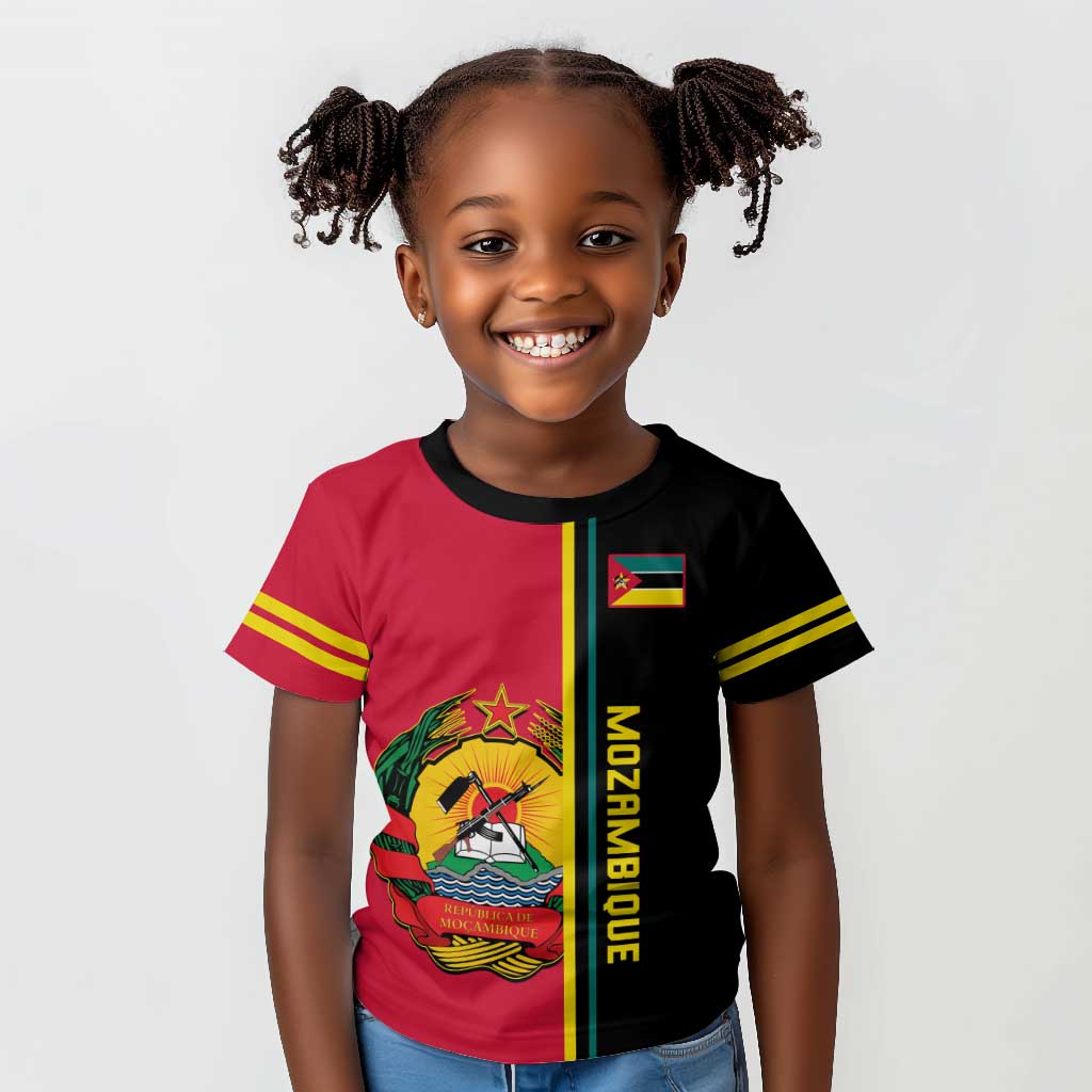 Personalised Mozambique Kid T shirt Muzambhiki Coat Of Arms