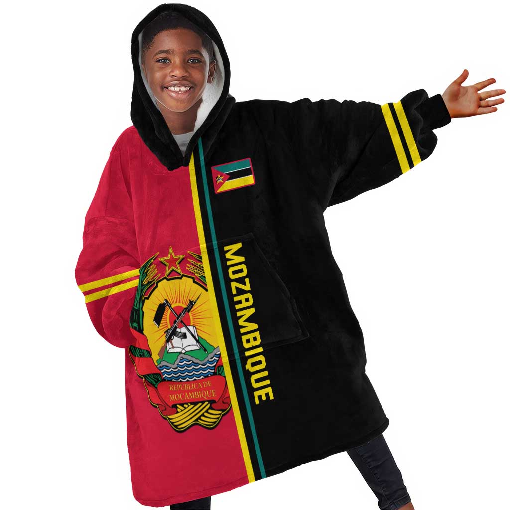 Personalised Mozambique KId Wearable Blanket Hoodie Muzambhiki Coat Of Arms