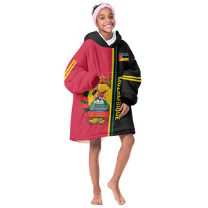 Personalised Mozambique KId Wearable Blanket Hoodie Muzambhiki Coat Of Arms