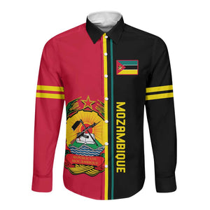 Personalised Mozambique Long Sleeve Button Shirt Muzambhiki Coat Of Arms