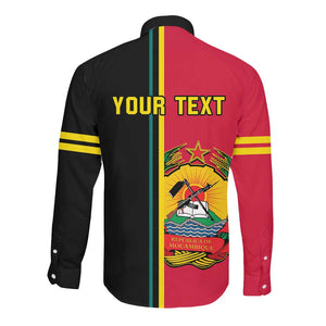 Personalised Mozambique Long Sleeve Button Shirt Muzambhiki Coat Of Arms