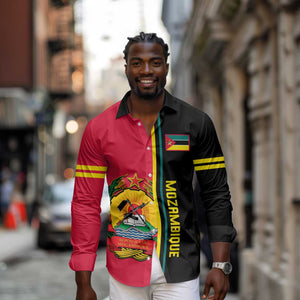 Personalised Mozambique Long Sleeve Button Shirt Muzambhiki Coat Of Arms