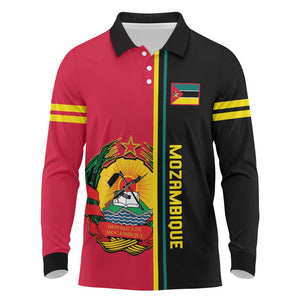 Personalised Mozambique Long Sleeve Polo Shirt Muzambhiki Coat Of Arms