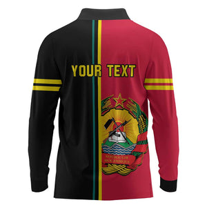 Personalised Mozambique Long Sleeve Polo Shirt Muzambhiki Coat Of Arms