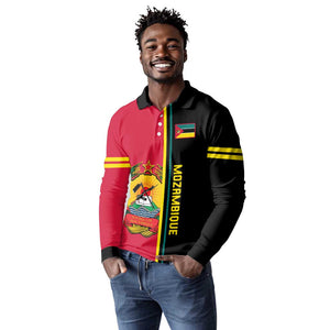 Personalised Mozambique Long Sleeve Polo Shirt Muzambhiki Coat Of Arms