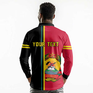 Personalised Mozambique Long Sleeve Polo Shirt Muzambhiki Coat Of Arms