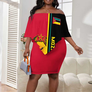 Personalised Mozambique Off Shoulder Short Dress Muzambhiki Coat Of Arms LT14