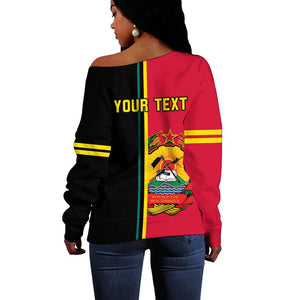 Personalised Mozambique Off Shoulder Sweater Muzambhiki Coat Of Arms