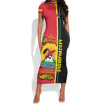 Personalised Mozambique Short Sleeve Bodycon Dress Muzambhiki Coat Of Arms LT14
