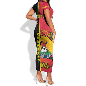 Personalised Mozambique Short Sleeve Bodycon Dress Muzambhiki Coat Of Arms LT14