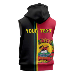 Personalised Mozambique Sleeveless Zip Hoodie Muzambhiki Coat Of Arms - African Pride